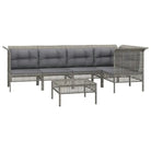 Loungeset van grijs materiaal met gepoedercoat staal en afmetingen - Tuinsets