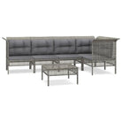 Loungeset van grijs materiaal met gepoedercoat staal en afmetingen - Tuinsets