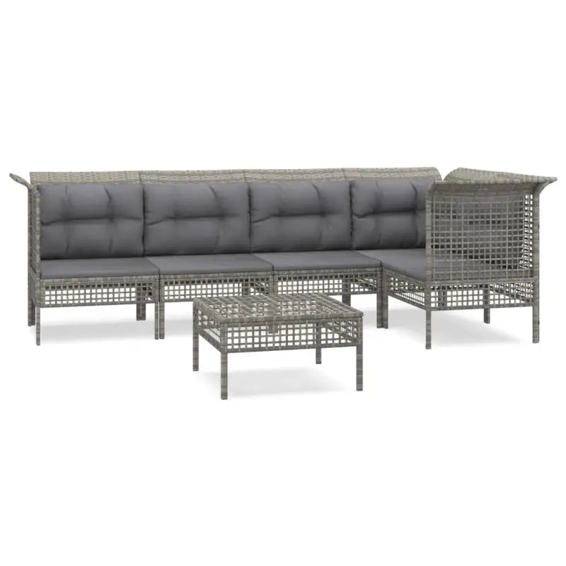 Loungeset van grijs materiaal met gepoedercoat staal en afmetingen - Tuinsets