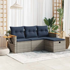 Loungeset van grijs materiaal met gepoedercoat staal en afmetingen - Grijs / met opbergruimte - Tuinsets