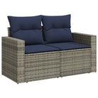 Loungeset van grijs materiaal met gepoedercoat staal en comfortabele afmetingen - Grijs - Tuinsets