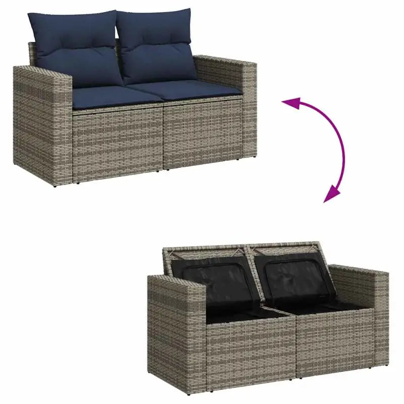 Loungeset van grijs materiaal met gepoedercoat staal en comfortabele afmetingen - Grijs - Tuinsets