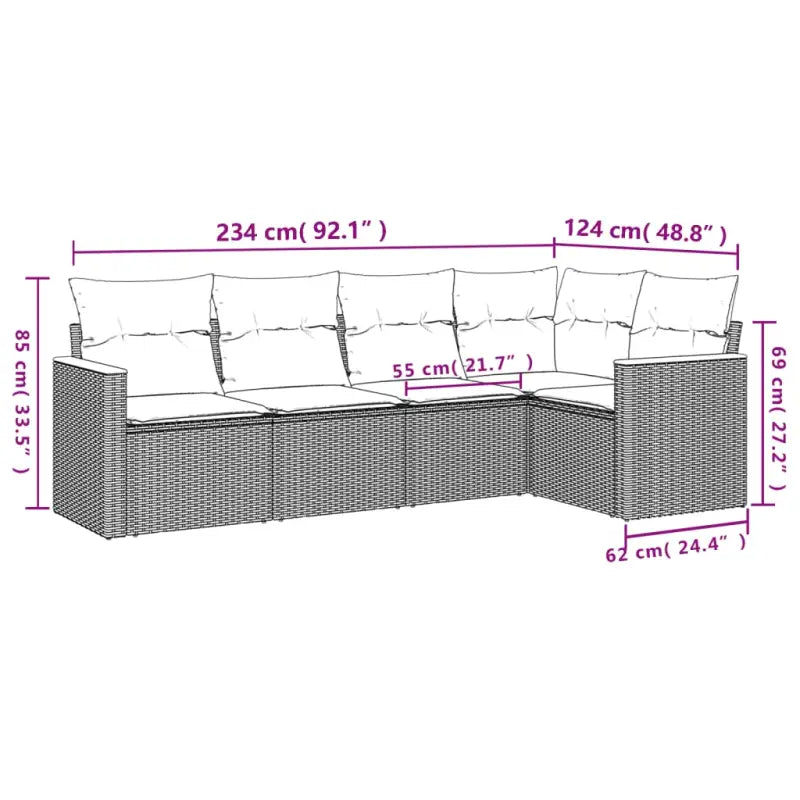 Loungeset van grijs materiaal met gepoedercoat staal en mooie afmetingen - Tuinsets