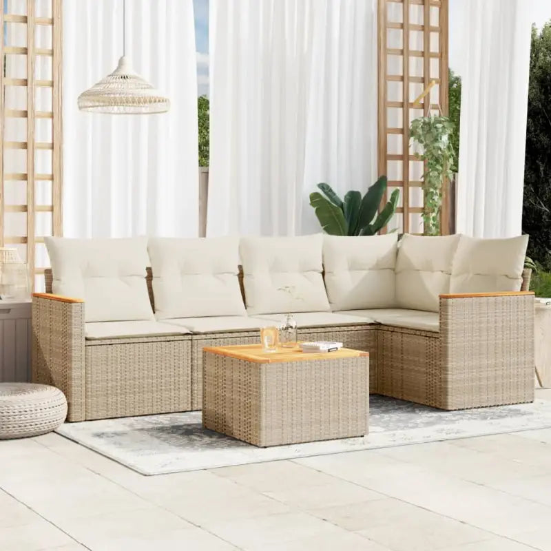 Loungeset van grijs materiaal met gepoedercoat staal en mooie afmetingen - Beige / Met tafel - Tuinsets