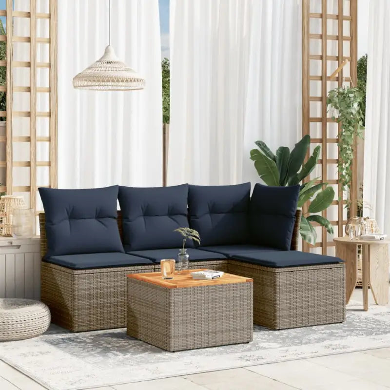 Loungeset van grijs materiaal met gepoedercoat staal en perfecte afmetingen - Grijs - Tuinsets