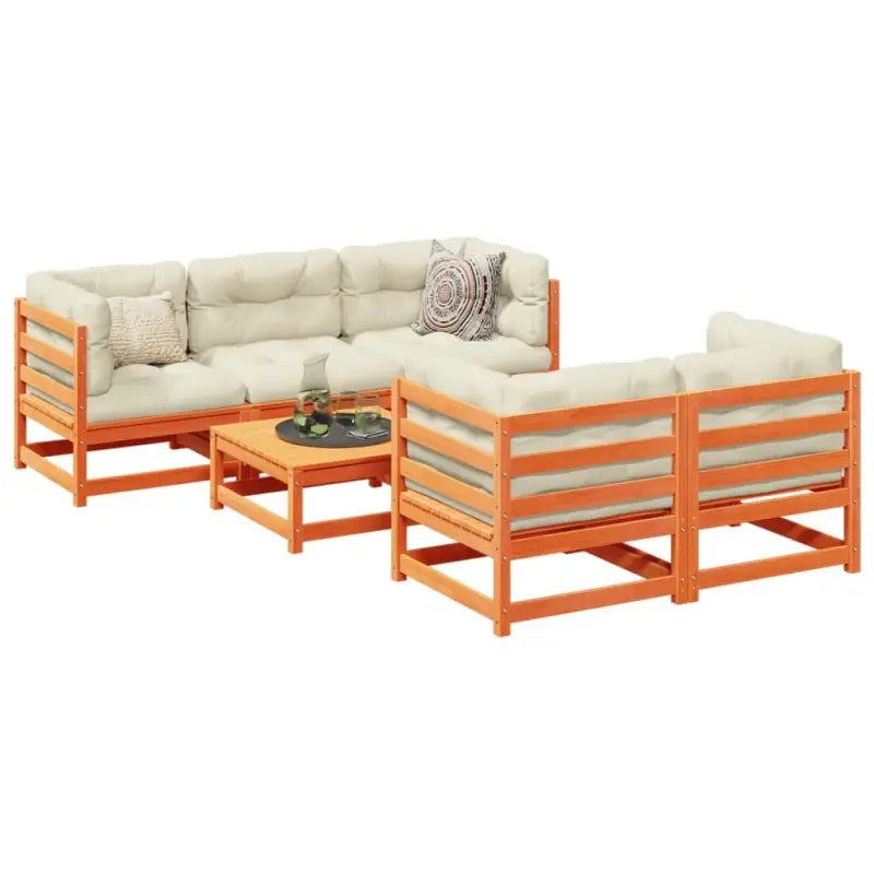 Loungeset van massief douglas vurenhout voor buitenruimte - Wasbruin / Nee - Tuinsets