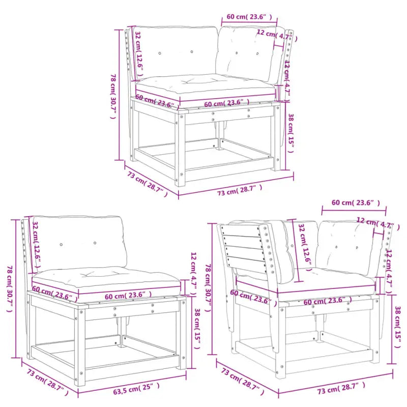 Loungeset van massief grenenhout met comfortabele zitervaring - Tuinsets