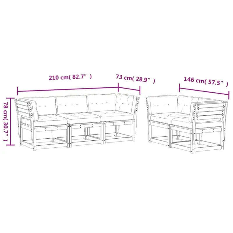Loungeset van massief grenenhout met comfortabele zitervaring - Tuinsets