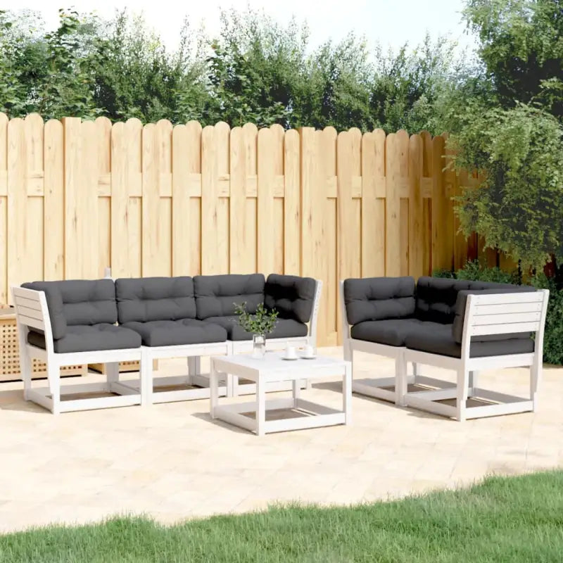 Loungeset van massief grenenhout met comfortabele zitervaring - Wit / met kussens - Tuinsets