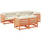 Loungeset van massief grenenhout met modulair ontwerp en comfortabele hoogte rugleuning - Wasbruin / Ja - Tuinsets