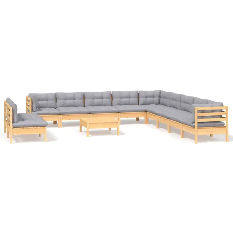 Loungeset van massief grenenhout met voetenbank en tafel - Tuinsets