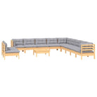 Loungeset van massief grenenhout met voetenbank en tafel - Tuinsets