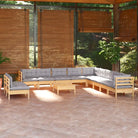 Loungeset van massief grenenhout met voetenbank en tafel - Tuinsets