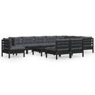 Loungeset van massief grenenhout met voetenbank en tafel voor buiten - Tuinsets