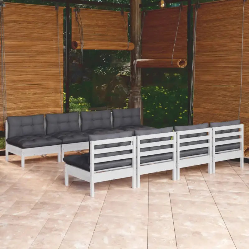 Loungeset van massief grenenhout met voetenbank en tafel voor tuin ontspanning - Tuinsets