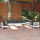 Loungeset van massief grenenhout met voetenbank en tafel - Wit - Tuinsets