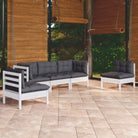 Loungeset van massief grenenhout voor gezellige buiten ontspanning - Wit - Tuinsets