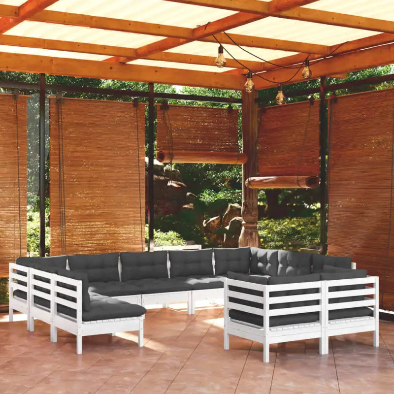 Loungeset van massief grenenhout voor ontspannen tuinplezier - Wit - Tuinsets