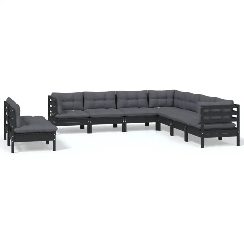 Loungeset van massief grenenhout voor ontspanning in de tuin - Zwart - Tuinsets