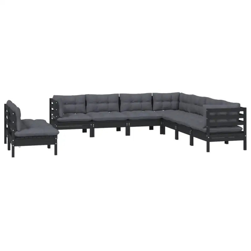 Loungeset van massief grenenhout voor ontspanning in de tuin - Zwart - Tuinsets