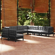 Loungeset van massief grenenhout voor ontspanning in de tuin - Zwart - Tuinsets
