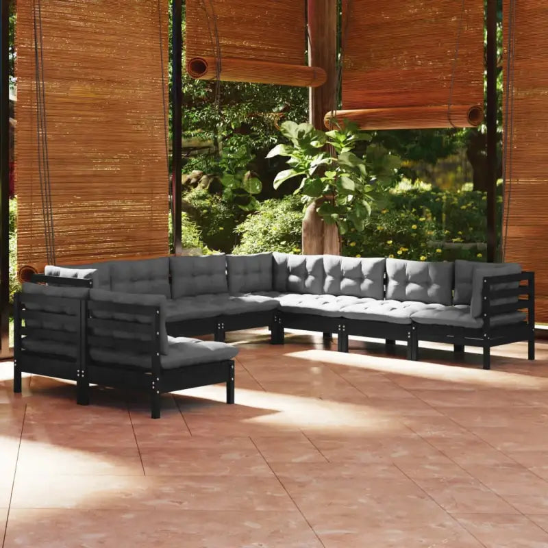 Loungeset van massief grenenhout voor ontspanning in de tuin - Zwart - Tuinsets