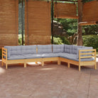 Loungeset van massief grenenhout voor tuin en ontspanning - Bruin en grijs - Tuinsets