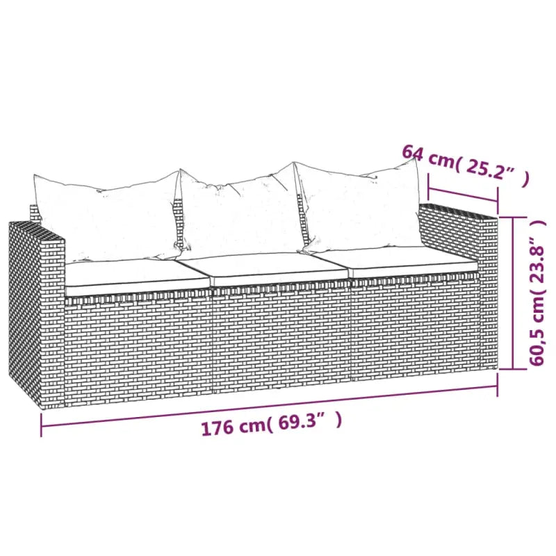 Loungeset van poly rattan en gepoedercoat staal in bruin materiaal - Tuinsets