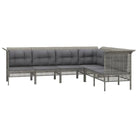 Loungeset van poly rattan en gepoedercoat staal in grijs materiaal - Tuinsets