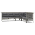 Loungeset van poly rattan en gepoedercoat staal in grijs materiaal - Tuinsets