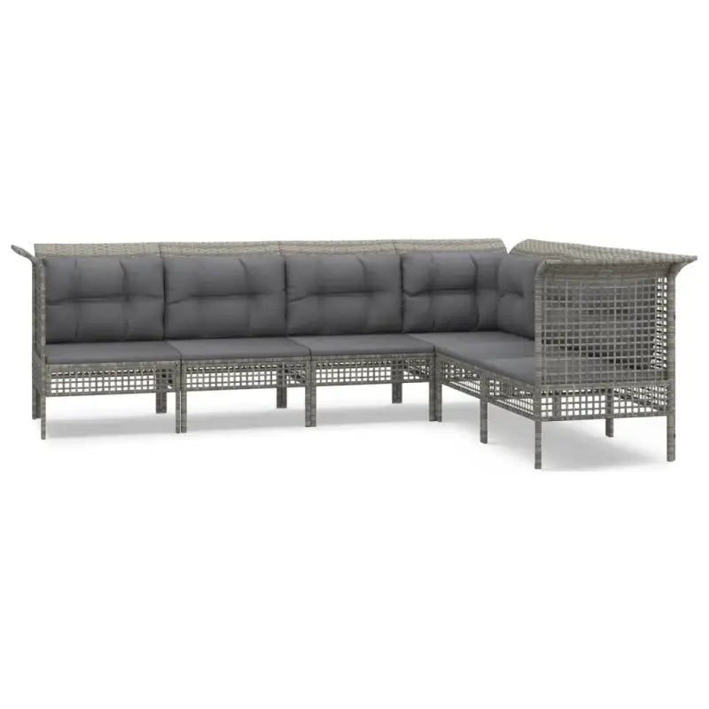 Loungeset van poly rattan en gepoedercoat staal in grijs materiaal - Tuinsets