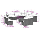 Loungeset van poly rattan en gepoedercoat staal met optimale afmetingen - Tuinsets