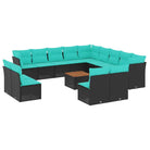 Loungeset van poly rattan en gepoedercoat staal met optimale afmetingen - Tuinsets