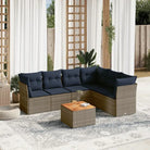 Loungeset van poly rattan en gepoedercoat staal voor tuin of terras - Grijs / hoek + Tafel + 2x midden - Tuinsets