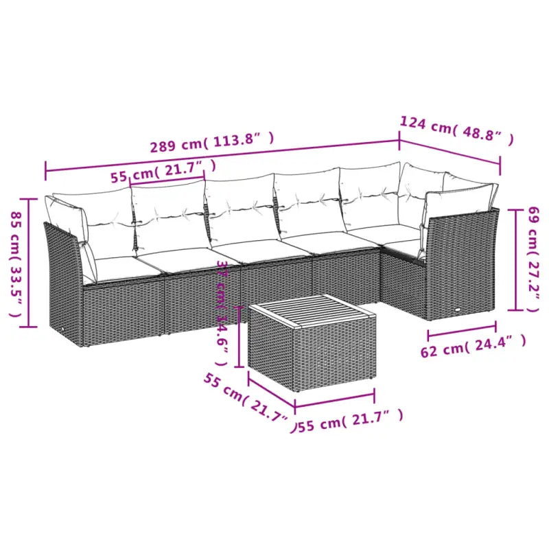 Loungeset van poly rattan en gepoedercoat staal voor tuin of terras - Tuinsets