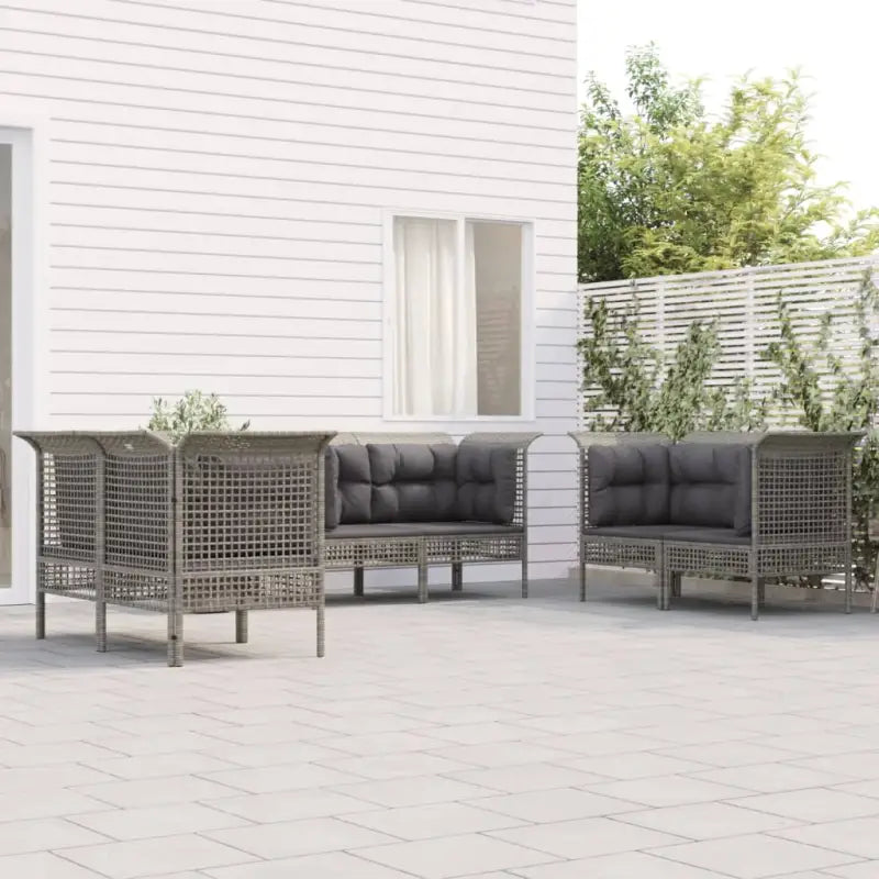 Loungeset van poly rattan met comfortabele afmetingen rugkussen - 6x hoek - Tuinsets
