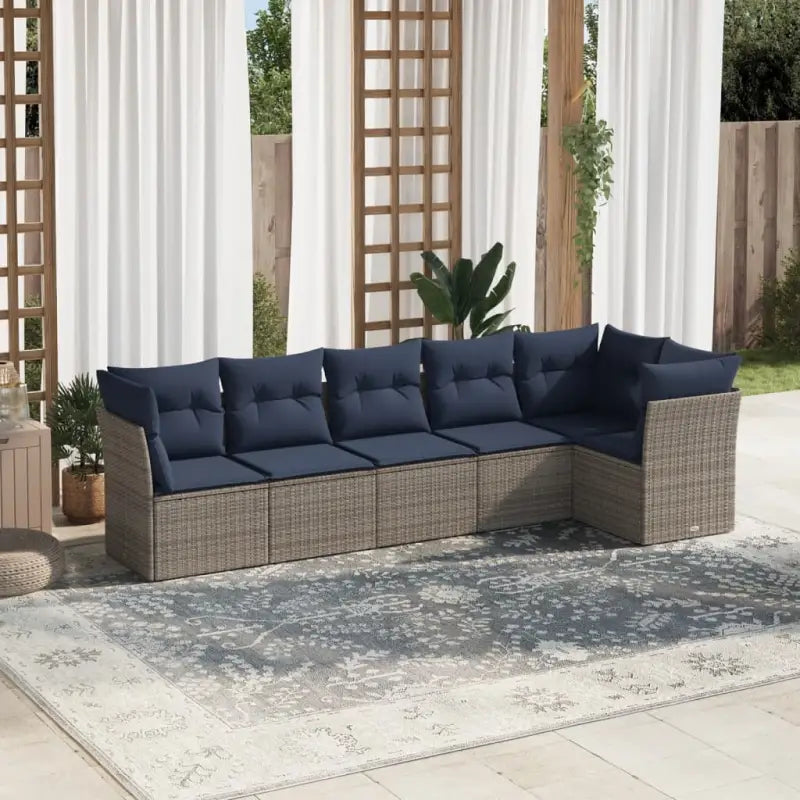 Loungeset van poly rattan met comfortabele zitervaring en gepoedercoat staal - Beige en grijs / Zonder tafel - Tuinsets