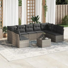 Loungeset van poly rattan met comfortabele zitervaring en gepoedercoat staal - Grijs / Zonder tafel - Tuinsets