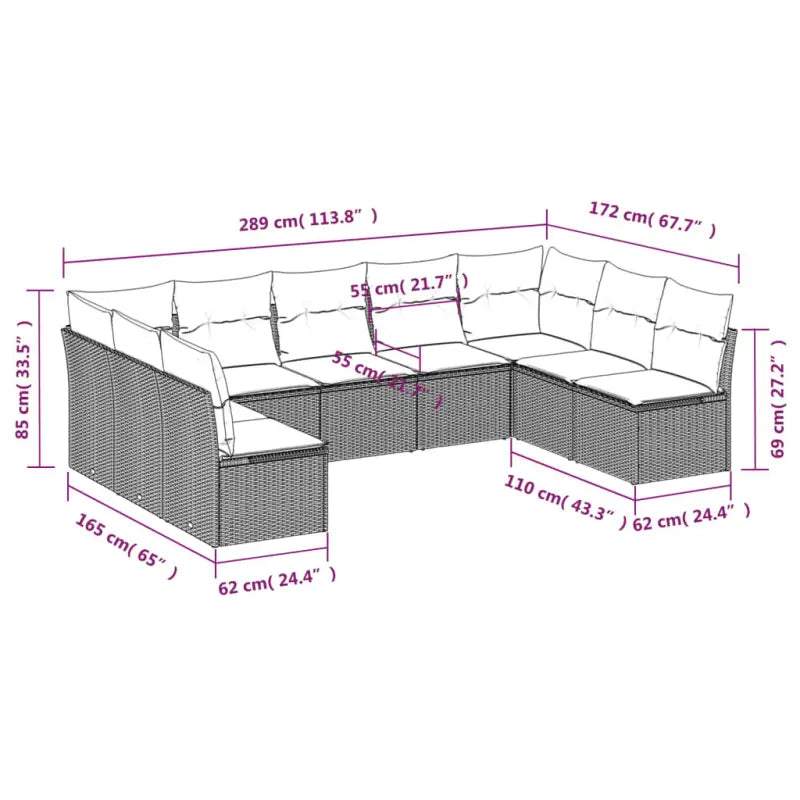 Loungeset van poly rattan met comfortabele zitervaring en gepoedercoat staal - Tuinsets
