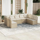 Loungeset van poly rattan met comfortabele zitervaring en gepoedercoat staal - beige en crèmekleurig / Met tafel
