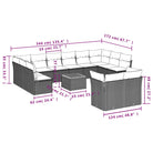 Loungeset van poly rattan met gepoedercoat staal en comfortabele afmetingen - Tuinsets