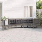 Loungeset van poly rattan met gepoedercoat staal in grijs materiaal - 3x hoek + 3x midden - Tuinsets