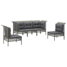 Loungeset van poly rattan met gepoedercoat staal in grijs materiaal - Tuinsets