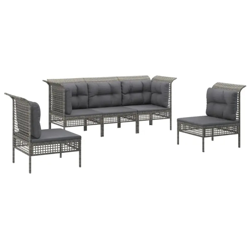 Loungeset van poly rattan met gepoedercoat staal in grijs materiaal - Tuinsets