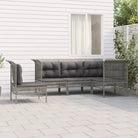 Loungeset van poly rattan met gepoedercoat staal in grijs materiaal - Tuinsets