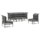 Loungeset van poly rattan met gepoedercoat staal in grijs materiaal - Tuinsets