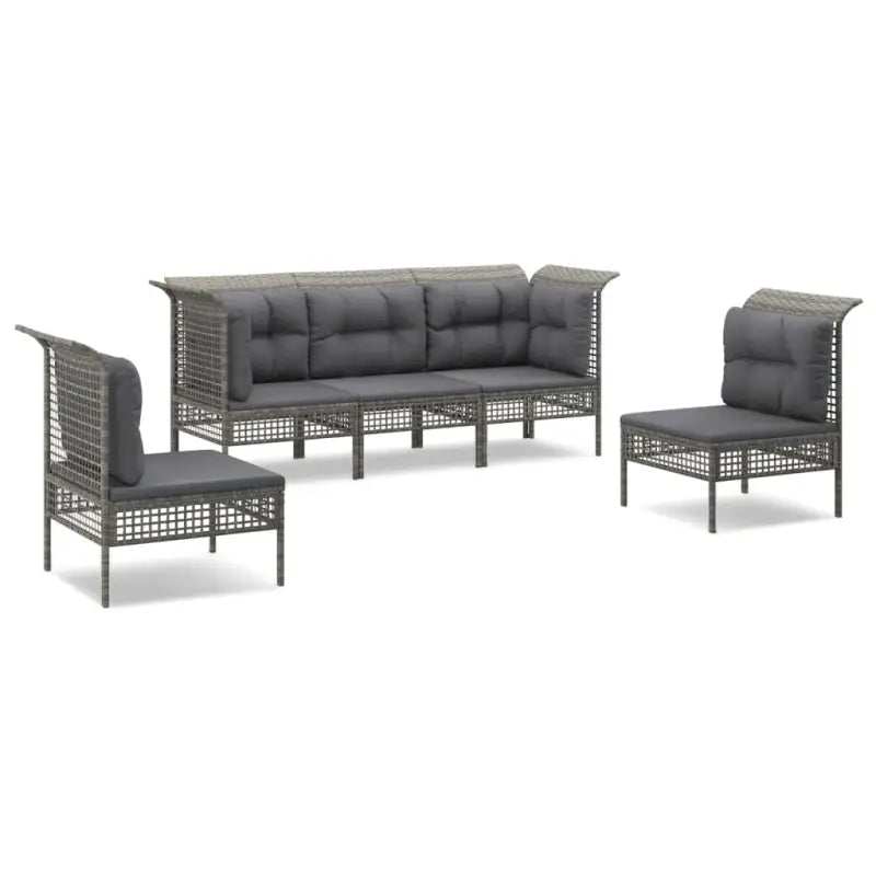 Loungeset van poly rattan met gepoedercoat staal in grijs materiaal - Tuinsets