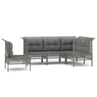Loungeset van poly rattan met gepoedercoat staal in grijs materiaal - Tuinsets