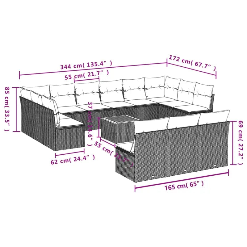 Loungeset van poly rattan met gepoedercoat staal voor jouw tuin of terras - Tuinsets