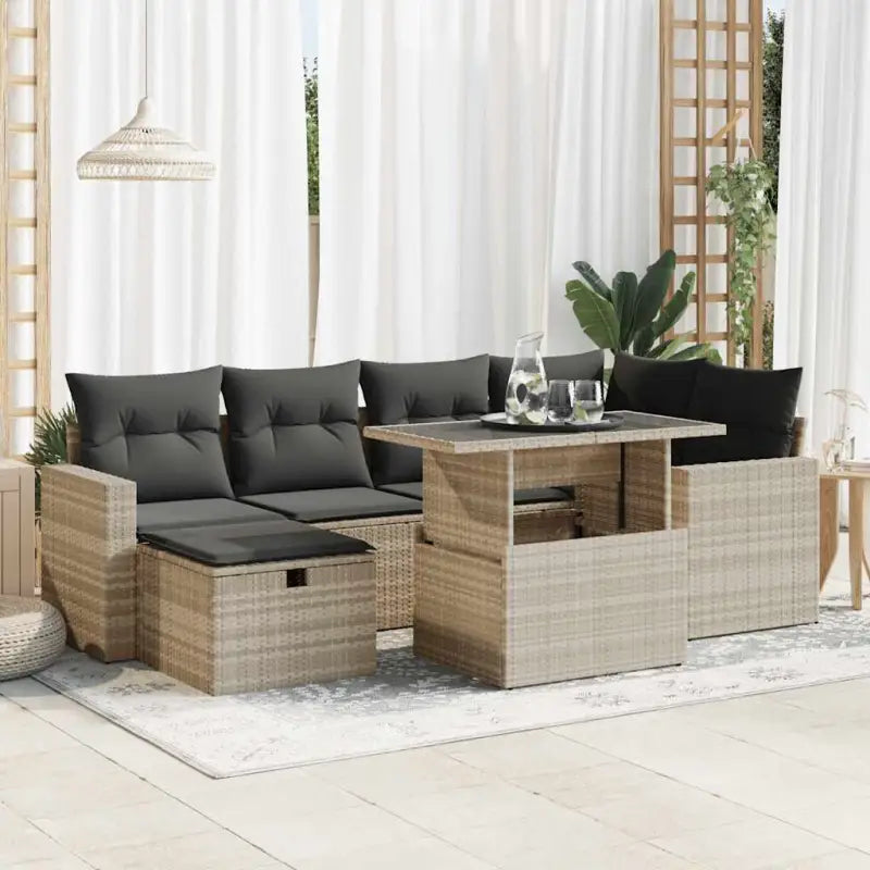 Loungeset van zwart gepoedercoat staal voor buiten optimaal comfort - Lichtgrijs / met opbergruimte - Tuinsets